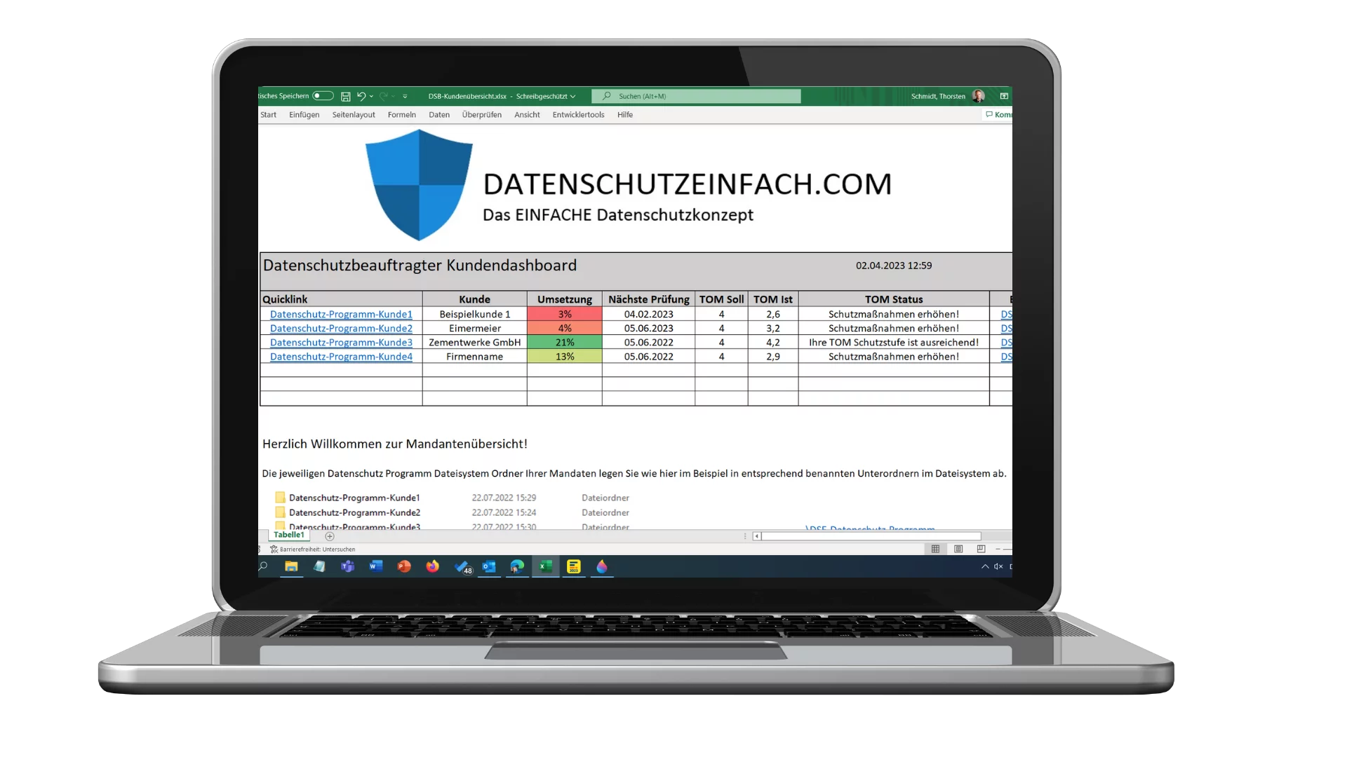 Datenschutz-Management-Software Dashboard – DSGVO Compliance Übersicht